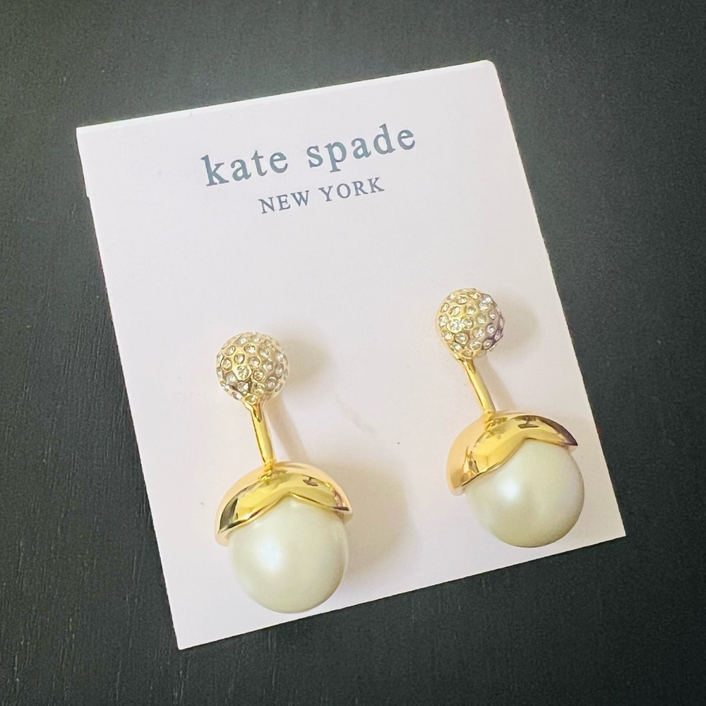 Kate Spade Gold and Cream Drop Earrings